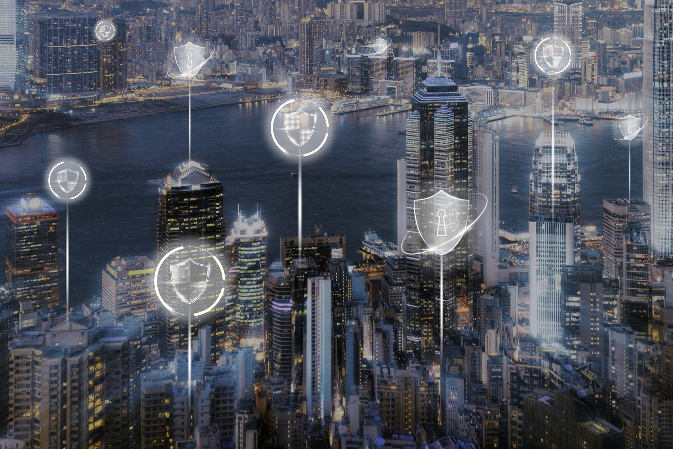 Smart city security background digital transformation digital re Conscience Care offre sécurité, bien-être et autonomie